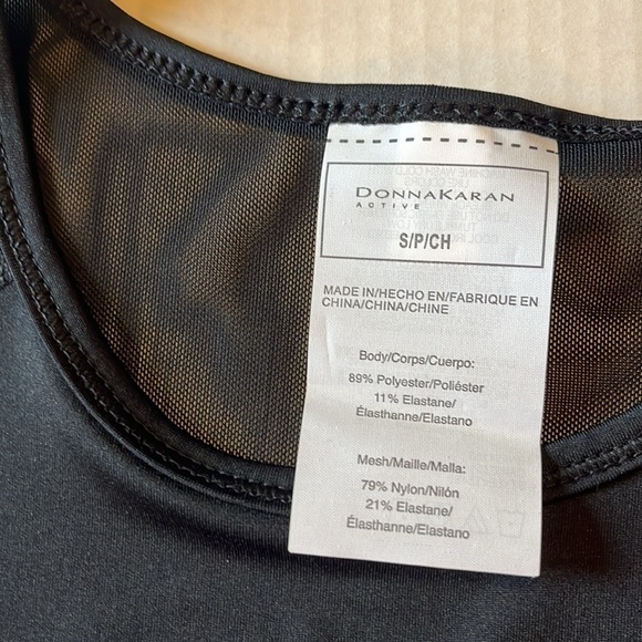 NWT-Donna Karen active-S-black-sleeveless tank top with mesh on back & on sides. - Picture 4 of 9